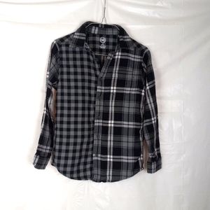 Wonder Nation black Grey checker long sleeve boys button down shirt